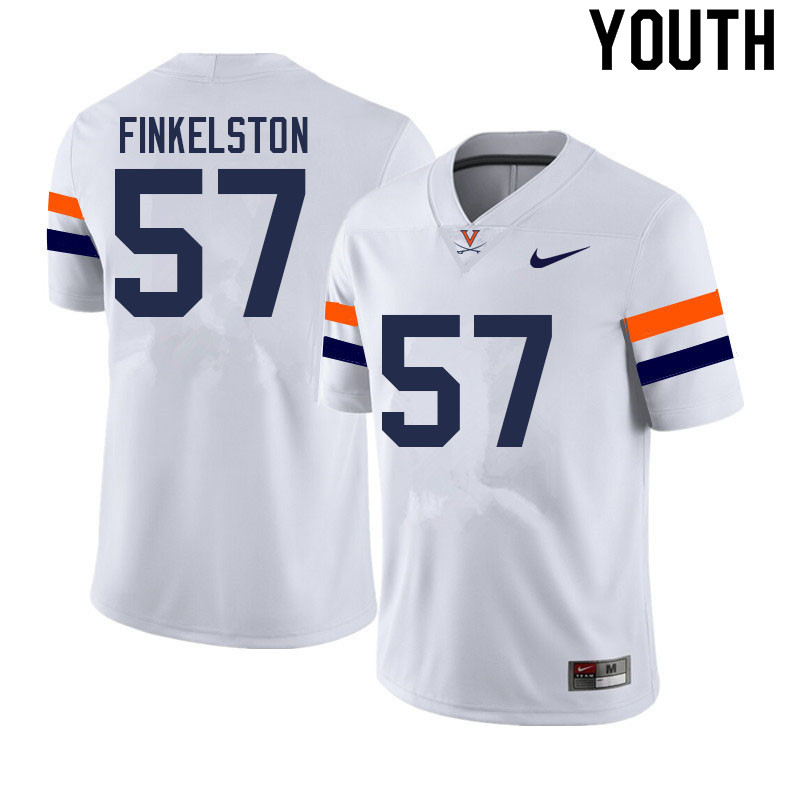 Youth #57 Tucker Finkelston Virginia Cavaliers College Football Jerseys Sale-White - Click Image to Close